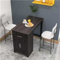 Picture of Costway JV10877BK Counter Height Bar Table with Storage Cabinet & Drawer&#44; Black
