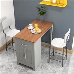 Picture of Costway JV10877LR Counter Height Bar Table with Storage Cabinet & Drawer&#44; Gray