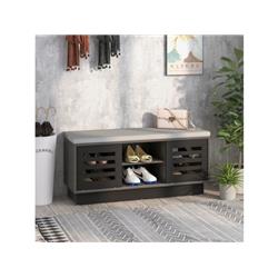 JV10885CF Shoe Bench with 6 Storage Compartments & 3 Adjustable Shelves, Gray