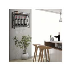 Picture of Costway JV10888 Industrial Wall Mounted Wine Rack with 3 Stem Glass Holders