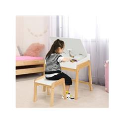 Picture of Costway HW67057WH Children Activity Art Study Desk & Chair Set with Large Storage Space for Kids Homeschooling&#44; White