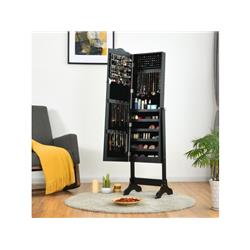 JV10088BK Mirrored Lockable Jewelry Cabinet Armoire with Organizer Storage Box, Black