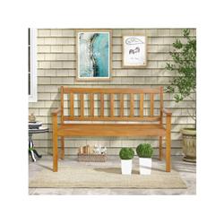 HW70944 2-Person Outdoor Acacia Wood Bench with Backrest