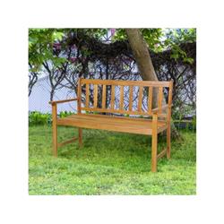 HW70945 2-Person Patio Acacia Wood Bench with Backrest & Armrests