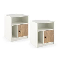 JV10574NA-2 25 in. Tall Nightstand with Door & 2 Open Shelves, White - 2 Piece