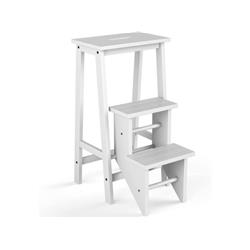 JV10591WH 3-Tier Step Stool 3-in-1 Folding Ladder Bench, White