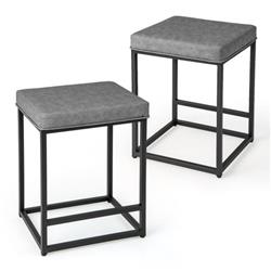 Picture of Costway JV10608GR-2 24 in. Bar Stool with Thick PVC Leather Cushion & Footrest&#44; Gray - 2 Piece