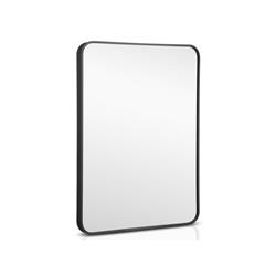 JV10611BK Metal Framed Bathroom Mirror with Rounded Corners, Black