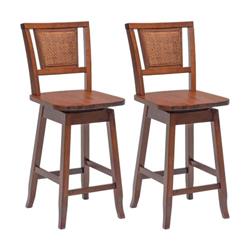 Picture of Costway JV10645-24 24.5 in. Bar Stool with Rattan Back & Swivel Seat - 2 Piece