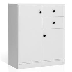 JZ10119WH 2-Door Free-standing Kitchen Sideboard with Adjustable Shelves, White
