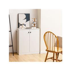 JZ10120WH 2-Door Storage Base Cabinet with 3-Tier Shelf, White