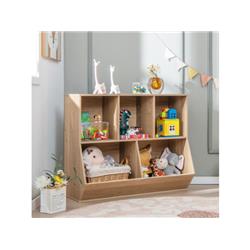 Picture of Costway JZ10144NA 5-Cube Wooden Kids Toys Storage Organizer with Anti-Tipping Kits&#44; Natural