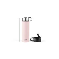 Picture of Costway KC55427PI 22 oz Double-Walled Insulated Stainless Steel Water Bottle with 2 Lids & Straw, Pink