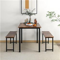 KC55619CF Farmhouse Dining Table Set with Space-Saving Design, Rustic Brown - 3 Piece