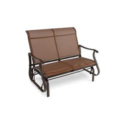 NP10503CF 2-Person Patio Glider Bench with High Back & Curved Armrests, Brown