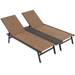 Picture of Costway NP10505CF 2-Person Patio Chaise Lounge with Middle Panel, Brown