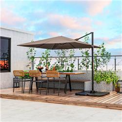 9.5 ft. Square Patio Cantilever Umbrella - Coffee - Durable Design - 360° Rotation