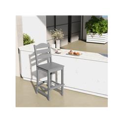 NP10896GR 30 in. Counter Height HDPE Bar Stool with Backrest & Footrest, Gray