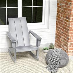 NP10899GR Adirondack Rocking Chair with Curved Back for Balcony, Gray