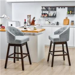Picture of Costway JV10541GR Swivel Bar Stool with Rubber Wood Legs & Padded Back&#44; Gray - Set of 2