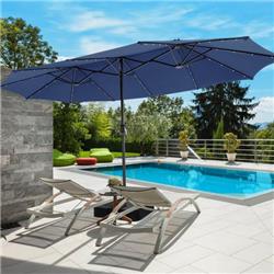 NP10247NY 15 ft. Double-Sided Patio Umbrella with 48 LED Lights, Navy