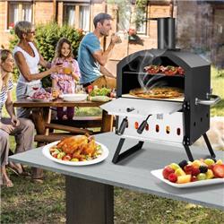 Picture of Costway NP10814BK Outdoor Pizza Oven with Anti-scalding Handles & Foldable Legs&#44; Black