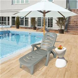 NP10819GR 5-Position Adjustable Folding Lounger Chaise Chair on Wheels, Gray