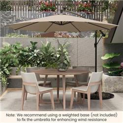 NP10822BE 10 ft. Patio Offset Umbrella with 112 Solar-Powered LED Lights, Beige
