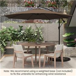 NP10822CF 10 ft. Patio Offset Umbrella with 112 Solar-Powered LED Lights, Beige & Coffee