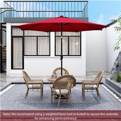NP10823WN 10 ft. Patio Umbrella with 112 Solar Lights & Crank Handle, Wine