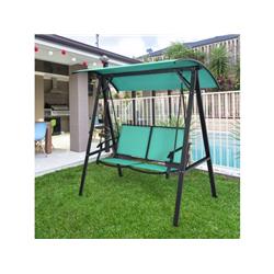 NP10205GN 2 Person Patio Swing with Weather Resistant Glider & Adjustable Canopy, Green