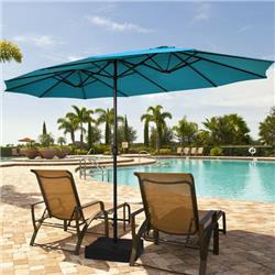 NP10209GN 15 ft. Double-Sided Twin Patio Umbrella with Crank & Base, Turquoise