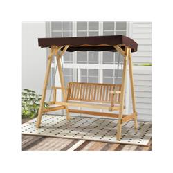 NP10715 Patio Wooden Swing Bench Chair with Adjustable Canopy for 2 Persons -  Costway, NP10715+