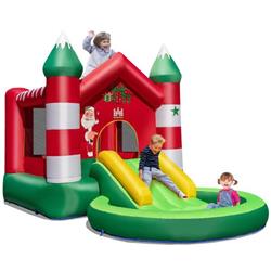 Picture of Costway NP10724 Christmas Themed Kids Inflatable Bounce House with Slide without Blower
