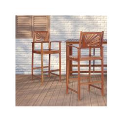 NP10735 Outdoor Acacia Wood Bar Chair with Sunflower Backrest & Armrests - 2 Piece