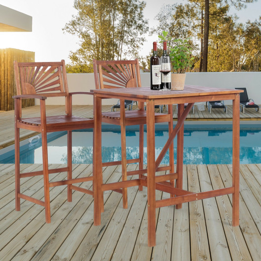 NP10736 Patio Bar Set with 2-Bar Stools & 1-Bar Table - 3 Piece