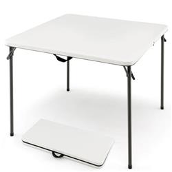 NP10740WH Folding Camping Table with All-Weather HDPE Tabletop & Rustproof Steel Frame, White