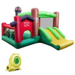 Picture of Costway NP10750US Farm Themed 6-in-1 Inflatable Castle with Trampoline & 735W Blower