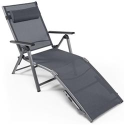 Picture of Costway NP10399 Outdoor Aluminum Chaise Lounge Chair with Quick - Drying Fabric