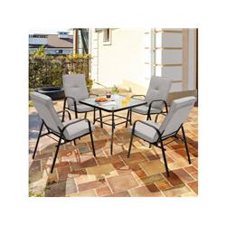 NP10405-23 35 in. Patio Dining Square Tempered Glass Table with Umbrella Hole