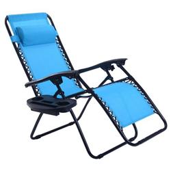 NP10642LTBL-1 Outdoor Folding Zero Gravity Reclining Lounge Chair, Light Blue