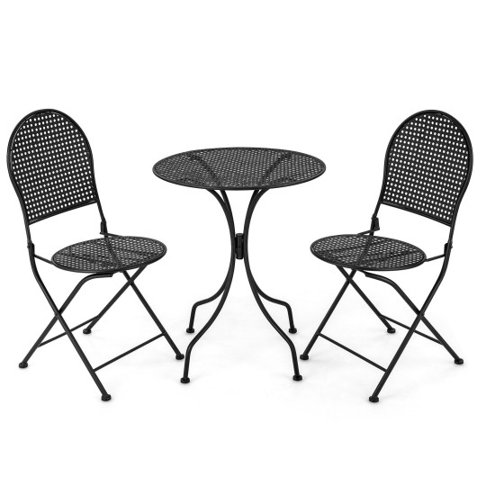 NP10648 Patio Bistro Set with Outdoor Conversation Table & Folding Chair - 3 Piece