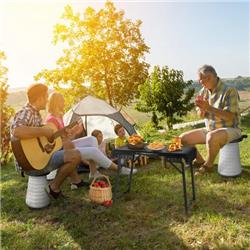 NP11168DK Folding Camping Table Stool Set with 2 Retractable LED Stools, Black - 3 Piece
