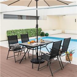 NP11190GR 49 in. Patio Rectangle Dining Table with Umbrella Hole, Gray