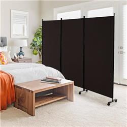 Picture of Costway JV10723CF 3-Panel Folding Room Divider with Lockable Wheels, Brown