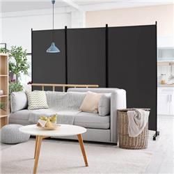 Picture of Costway JV10723GR 3-Panel Folding Room Divider with Lockable Wheels, Gray