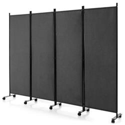Picture of Costway JV10724GR 6 ft. 4-Panel Rolling Privacy Screen Folding Room Divider with Lockable Wheels, Gray