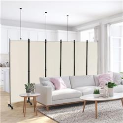 Picture of Costway JV10725WH 5.7 ft. 6-Panel Tall Rolling Room Divider on Wheels, White