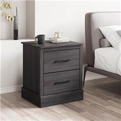 JV10795GR Wood Compact Floor Nightstand with Storage Drawer, Dark Gray