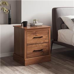 JV10795WN Wood Compact Floor Nightstand with Storage Drawer, Rustic Brown